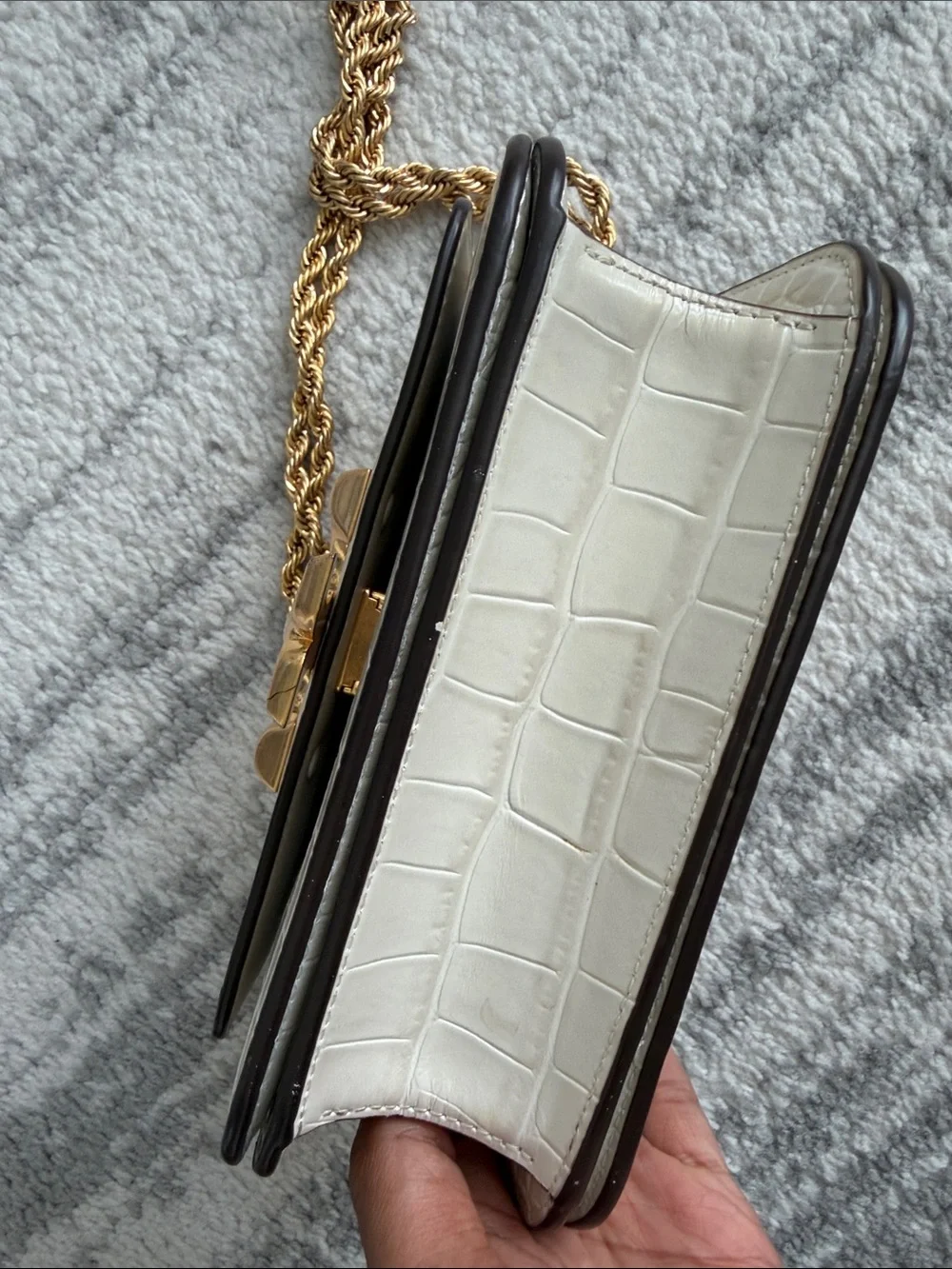 Tory Burch Croc Embossed Leather Eleanor Small Convertible Shoulder Bag
